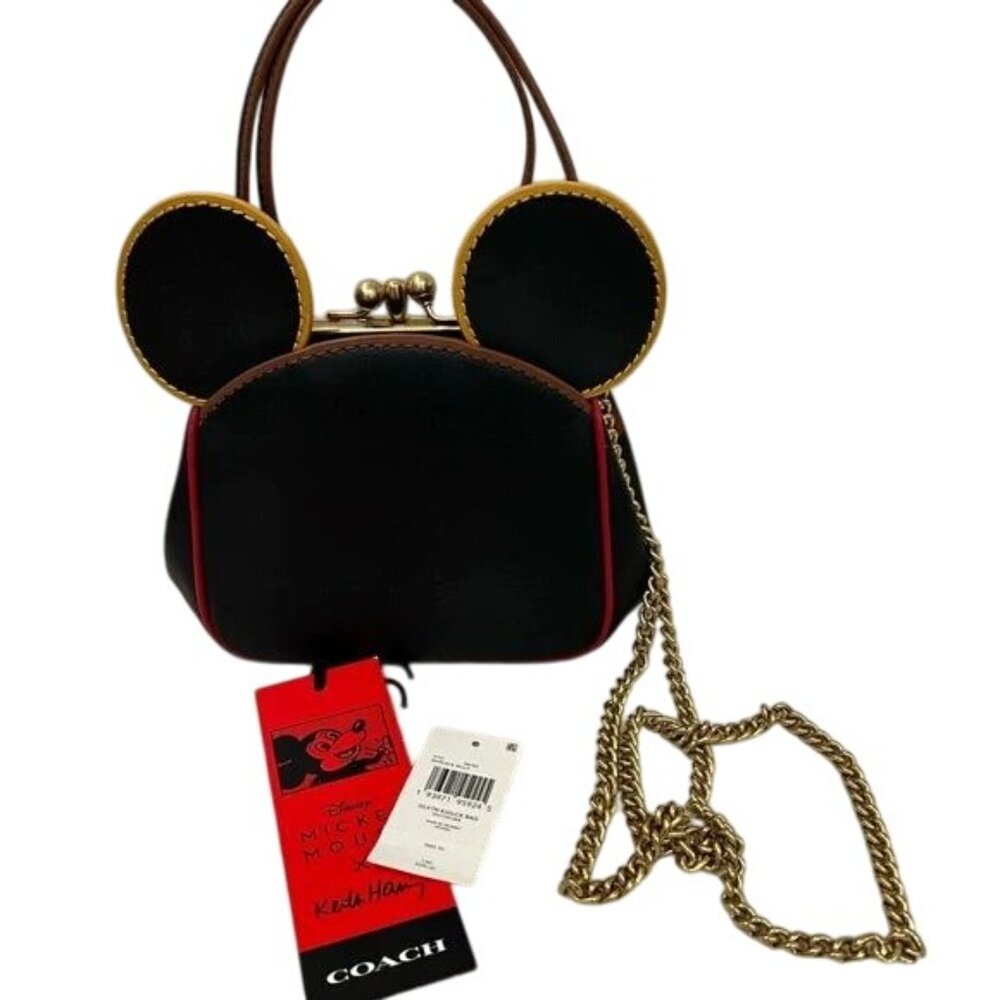 SOLD Coach X Disney Mickey Mouse Keith Haring Double Kisslock Leather Crossbody - Picture 7 of 11